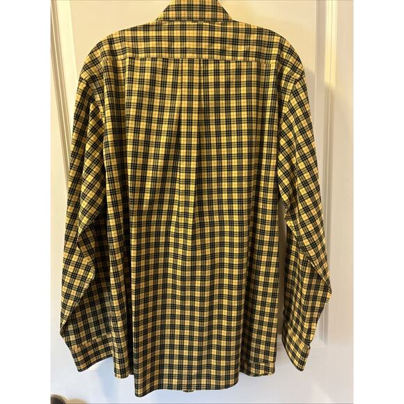 LL Bean Men’s M Yellow Plaid Traditional Fit Wrinkle Resistant Shirt Vintage - Picture 4 of 5
